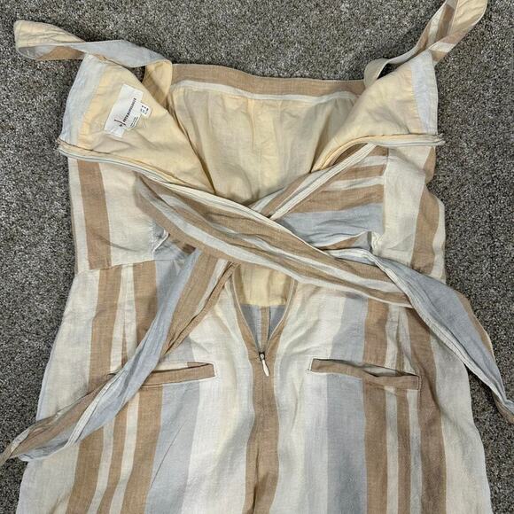 Anthropologie Cream and Tan Striped Linen Cotton Jumper - Picture 2 of 8